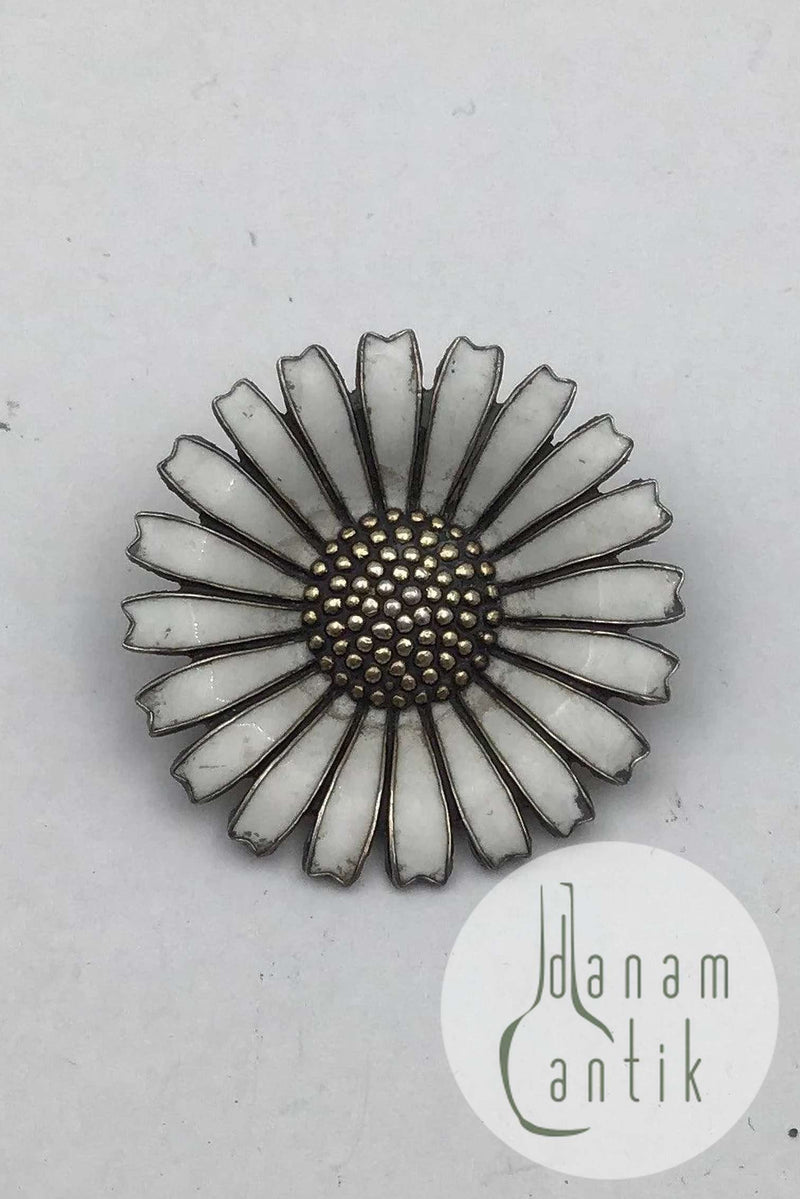 Anton Michelsen Forgyldt Sterling Sølv Marguerit Broche