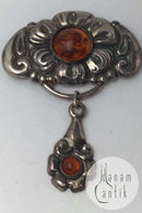 TS Design Sterling Sølv Broche med Rav