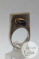 Ole W. Jacobsen Sterling Sølv / Guld Ring med ædelsten