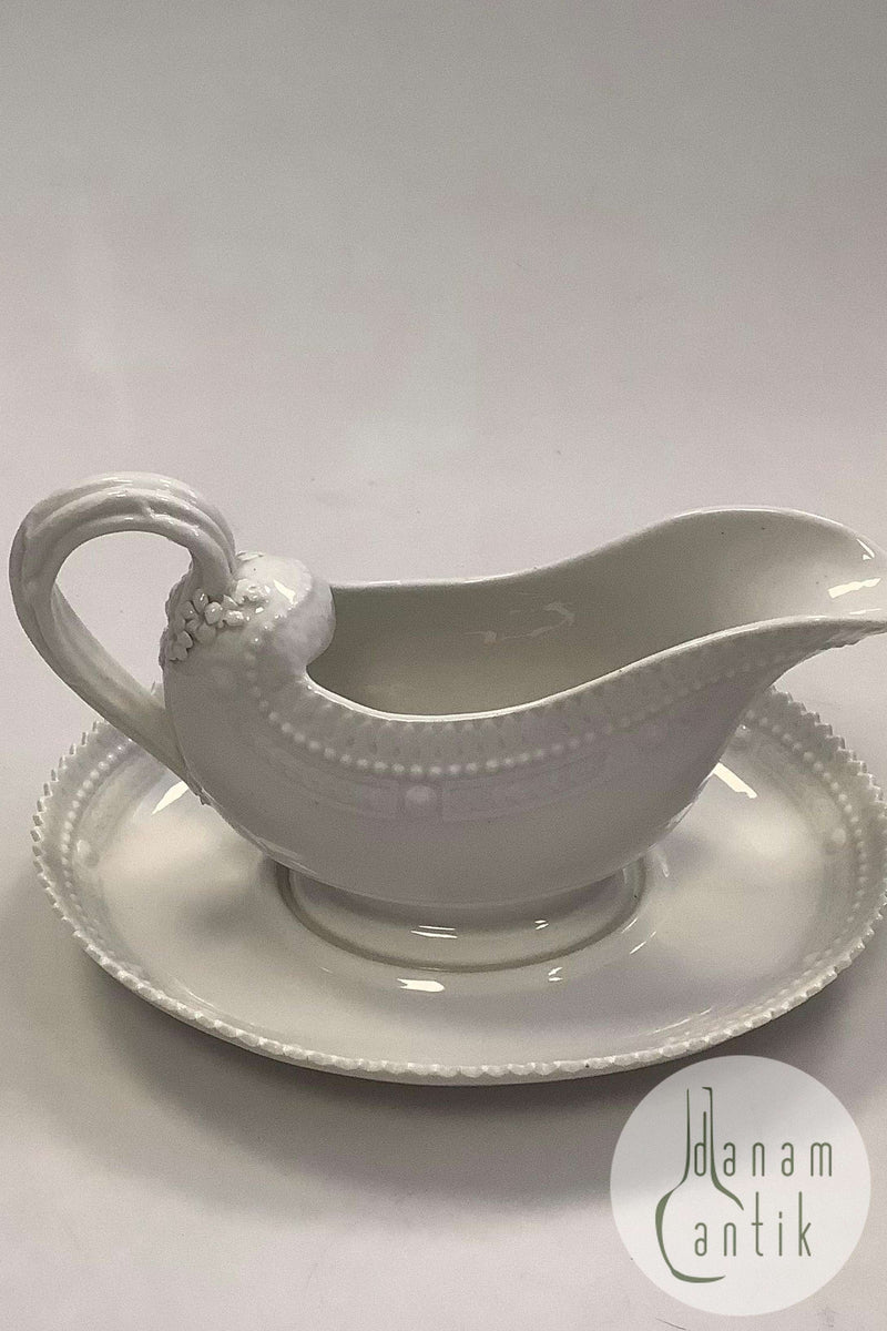 Royal Copenhagen White Flora Danica Pearl Pattern  Gravy Bowl No 3556 Measures 23 cm x 15 cm (9 1/16" x 5 29/32") Marked as second sorting