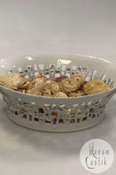 Royal Copenhagen Hvid Flora Danica Perlestel Oval Frugtkurv No 3536