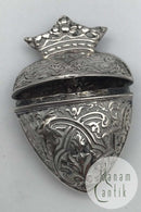 Dansk ? Sølv Hovedvandsæg Hjerteformet m Krone