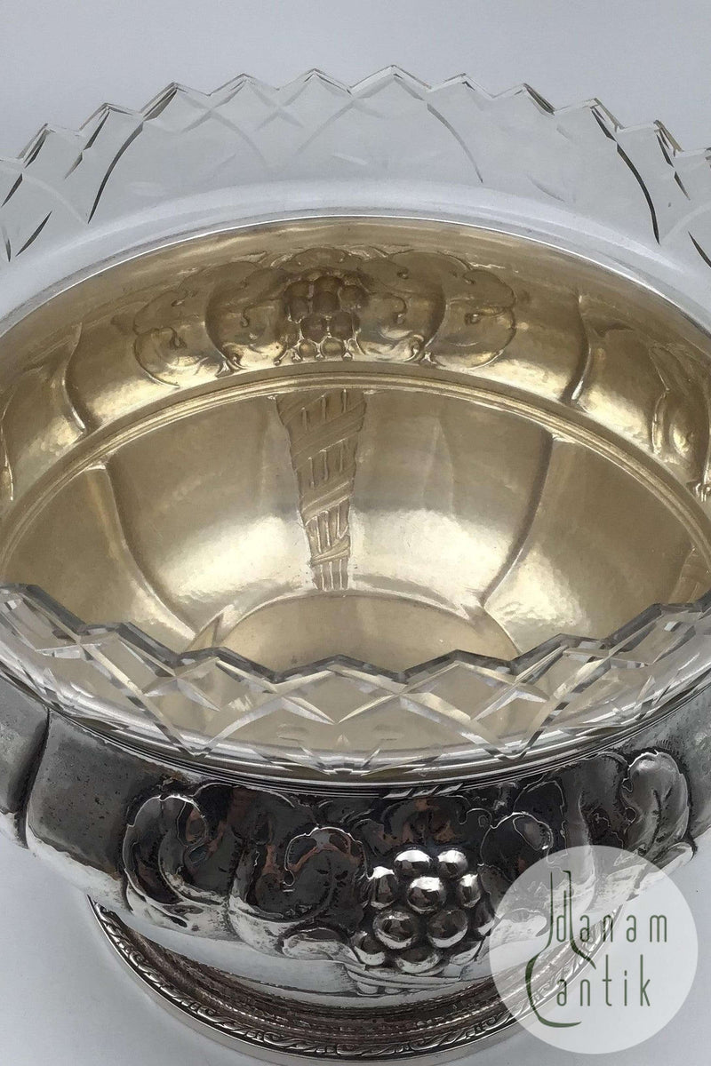 Dansk Sølv Frugtskål med glasindsats (1921)