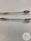 English Sugar Tongs in Sterling Silver with soldiers on the side