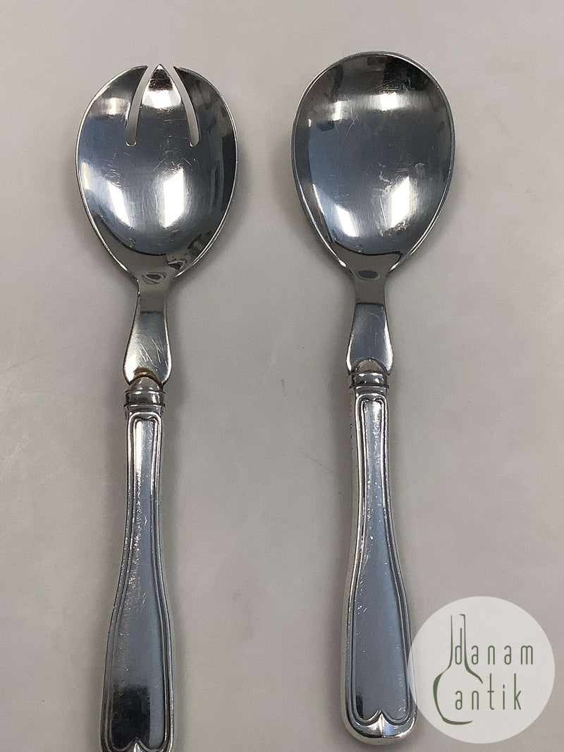 Gammel Riflet Fredericia Sølv / Stål Salat Sæt