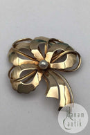 Bernhard Hertz Brosche aus 14 K Gold mit Perle