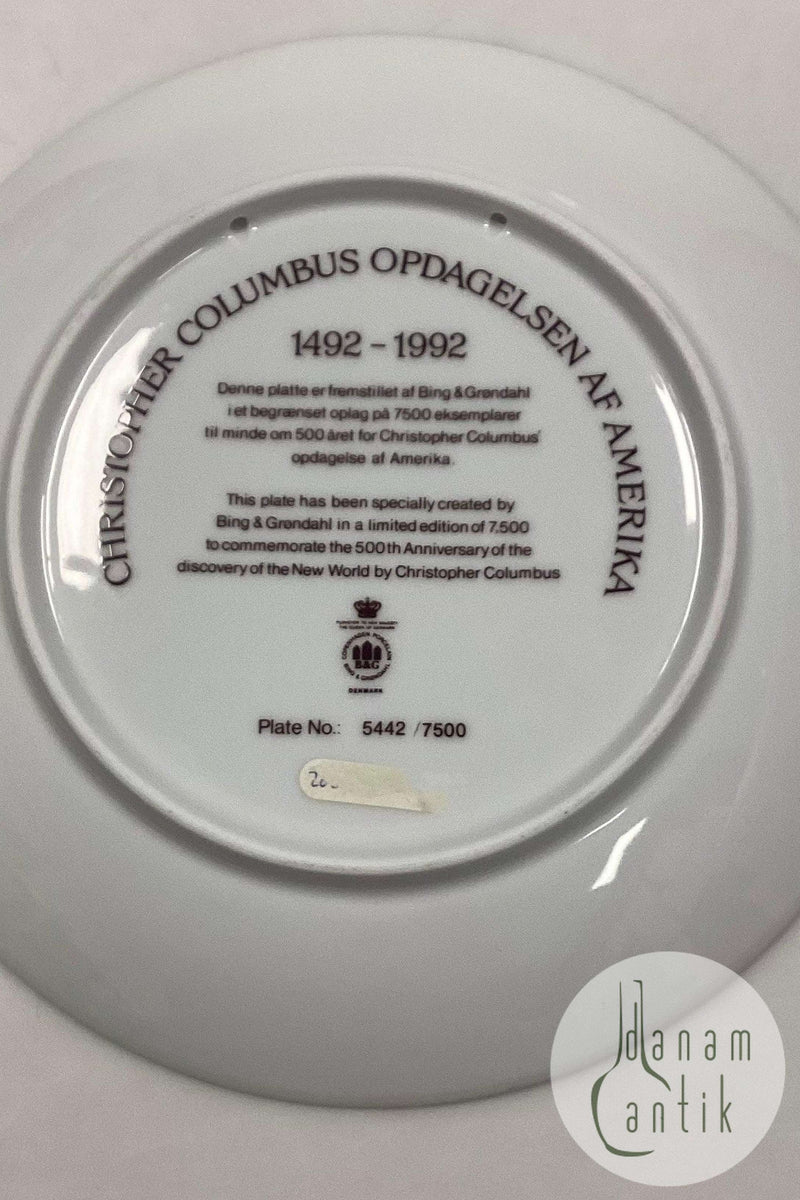 Bing og Grøndahl Christopher Columbus Platte 1492 - 1992  Platte 5442 ud af 7500