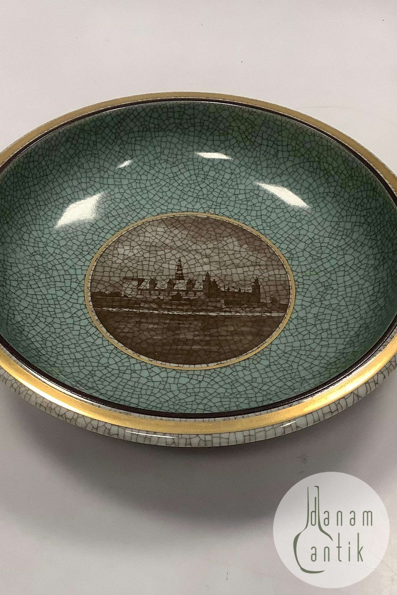 Royal Copenhagen Krakele i Grøn med motiv af Kronborg for Dansk Cement Central