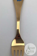 Georg Jensen Jubiläumsgabel 1983 Vergoldetes Sterlingsilber mit Emaille.