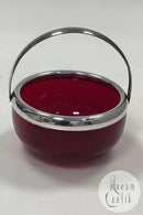 Dansk Glas Sukkerskål med sølvplet montering