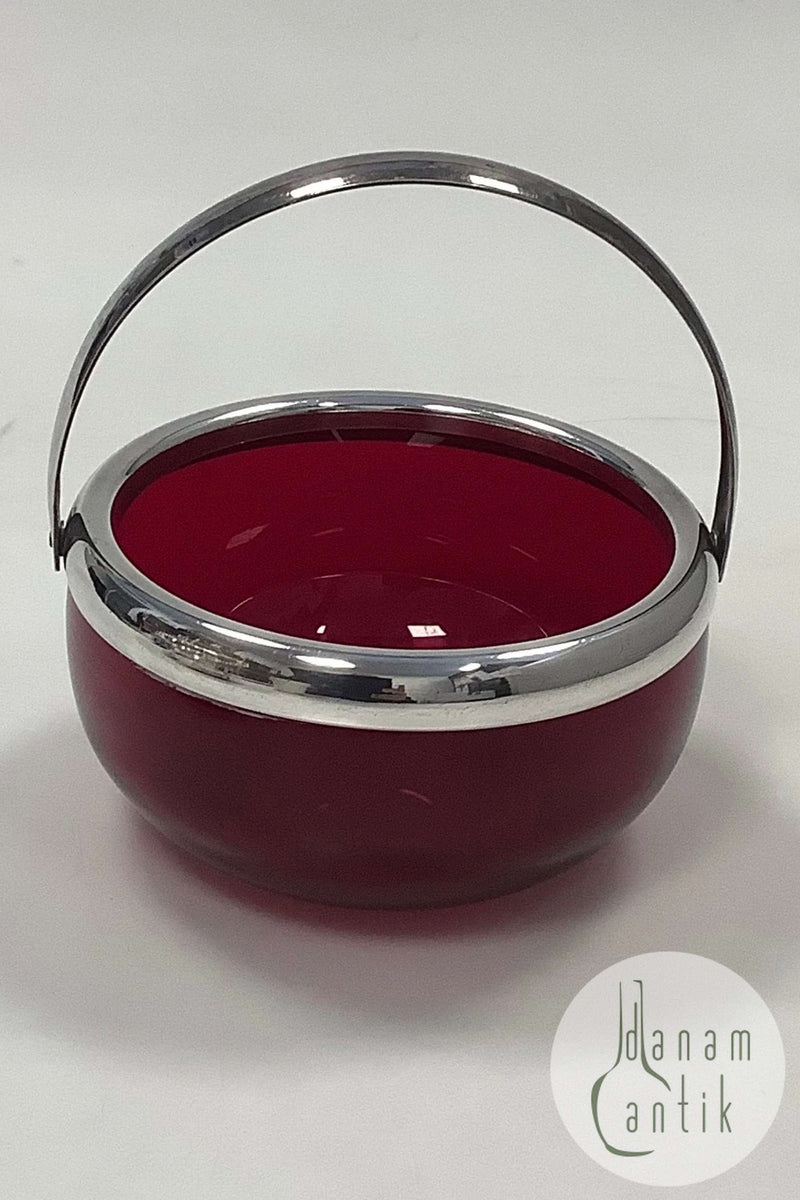 Dansk Glas Sukkerskål med sølvplet montering