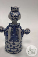 Bjørn Wiinblad 工作室烛台，蓝色，编号 L89，1976 年制造