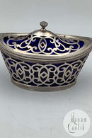 Engelsk William Comyns & Sons Ltd Sterling Sølv skål med låg og glasindsats