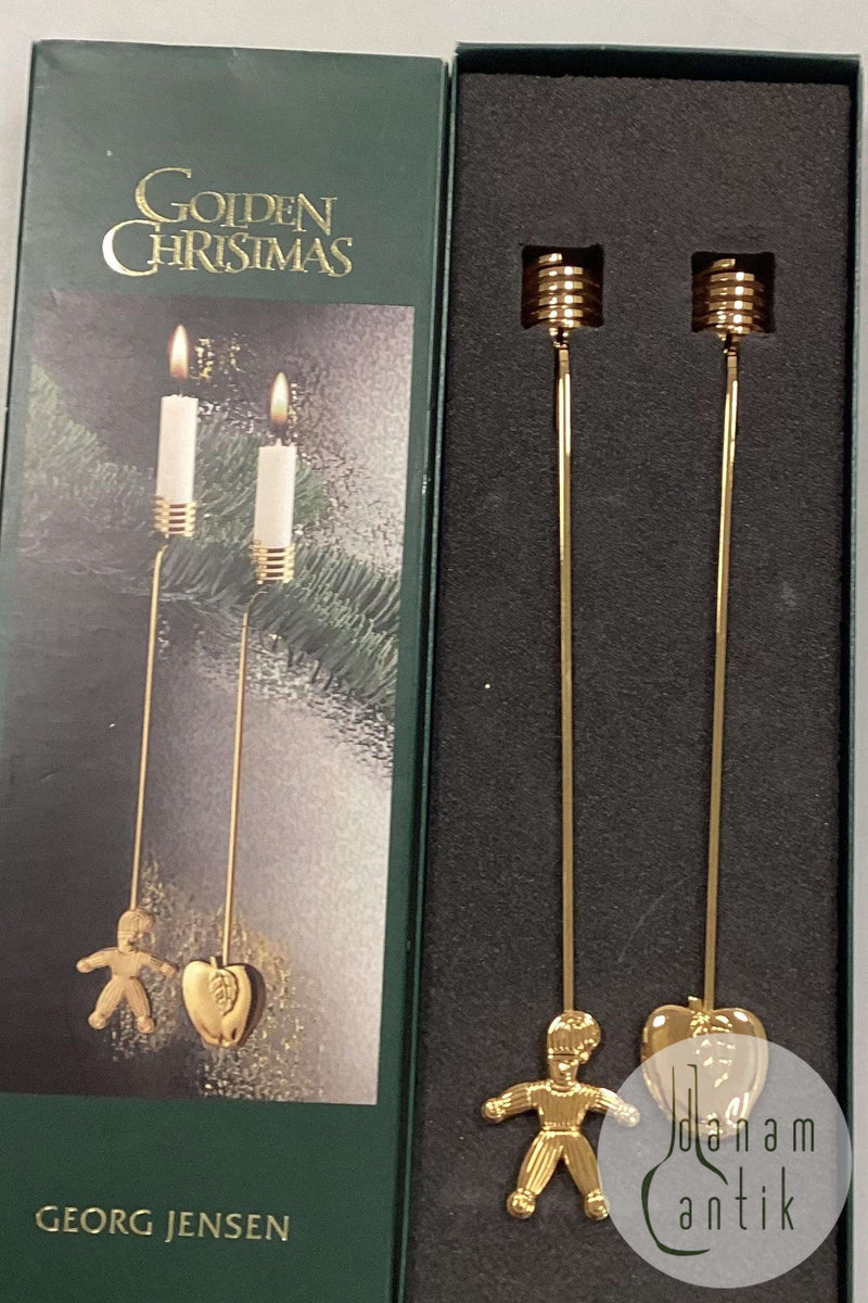 Georg Jensen Golden Christmas Lyseholder - Garnnisse og Æble 2001