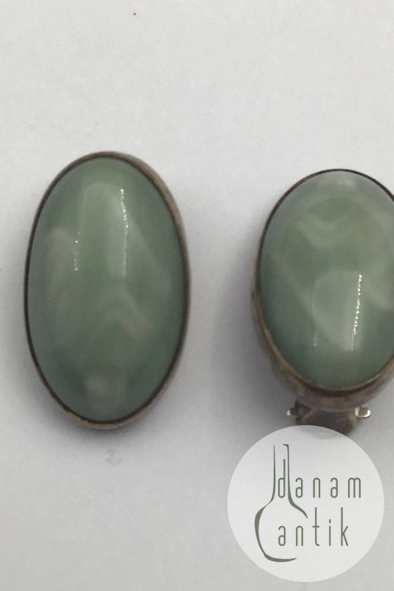 Royal Copenhagen / Dragsted  Porcelæin / Sterling Sølv Jais Nielsen Øreringe (Clips)