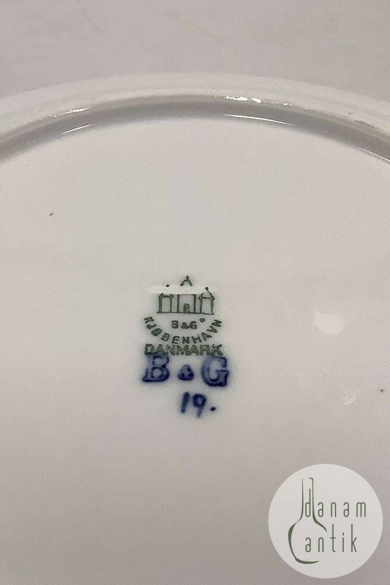 Bing og Grøndahl Jubilæumsstel / Blå Nellike Smørskål med låg