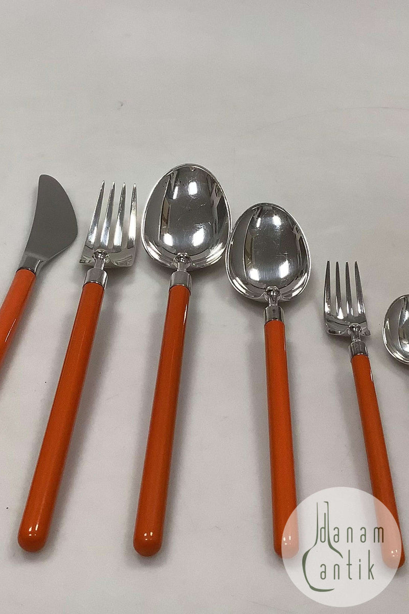 Set Hans Hansen Silver Enamel Amalie Cutlery / Flatware 48 pieces