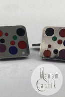 Georg Jensen Sterling Sølv / Emalje Manchetknapper No. 93A Magnus Stephensen