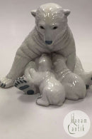 Royal Copenhagen Motherly Love Figur - Isbjørn med Unger No. 087