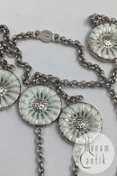 Georg Jensen Sterling Sølv Forgyldt Daisy Halskæde Hvid Emalje