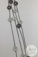 Georg Jensen Sterling Sølv Forgyldt Daisy Halskæde Sort / Hvid Emalje