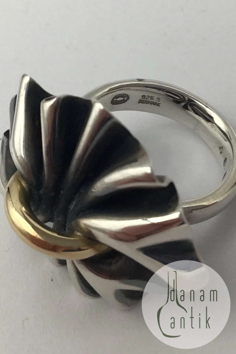 Georg Jensen Sterling Sølv / Guld Ring No. 400 Lene Munthe