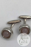 Georg Jensen Sterling Sølv Manchetknapper No 473 Sphere Rosa Quartz