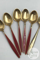 Georg Jensen Sterling Sølv Forgyldt Ornamental Moccaske (Rød emalje)(6)