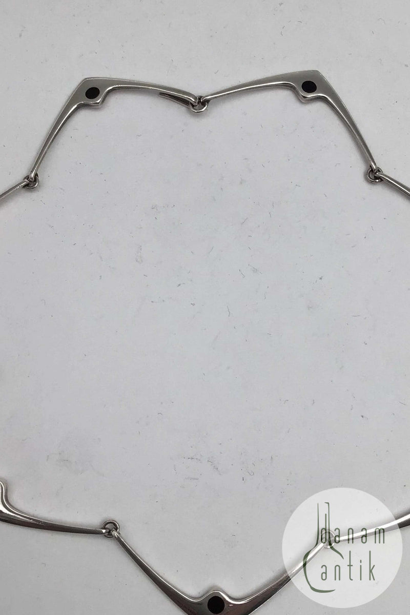 Hans Hansen Sterling Sølv Halskæde No 316 E. Sort Emalje