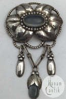 Evald Nielsen Art Nouveau Sølv Broche (Månesten)