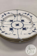 Sæt på 3 Royal Copenhagen Musselmalet Riflet Dybe Tallerkener med Guld