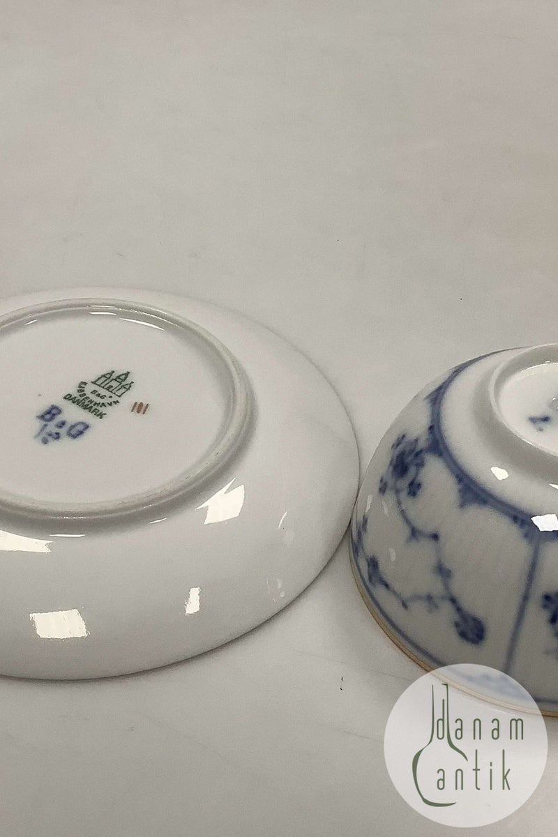 Bing og Grøndahl Musselmalet Riflet / Blåmalet Thekop