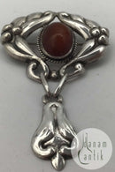 Dansk Sølv Skønvirke Art Nouveau Broche med Rav
