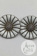 Georg Jensen Sterling Sølv Marguerit Øreclips (Stor)