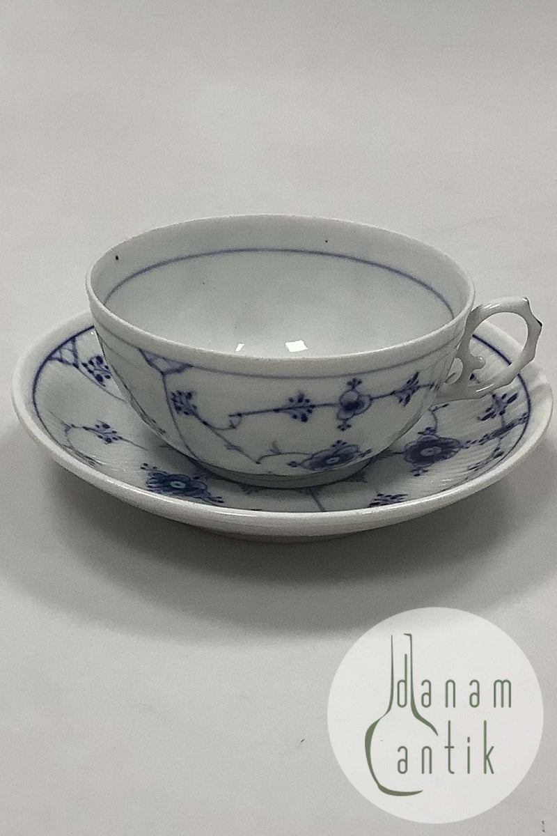 Bing og Grøndahl Blålmalet / Musselmalet Riflet Stor Thekop og underkop