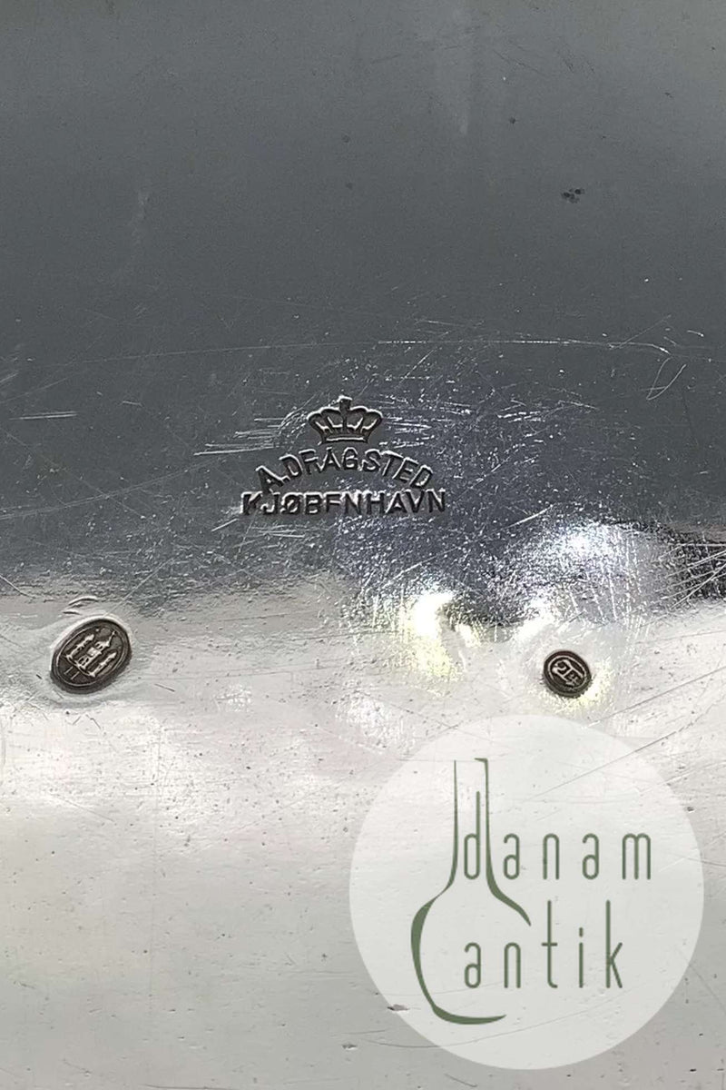 A. Dragsted Sølv firkantet skål fra 1911 med våbenskjold