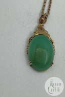 14 karat guld vedhæng med grøn sten af Børge Malling Jensen