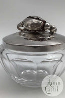 Georg Jensen & Wendel Sterling Sølv Magnolia Sølvlåg No. 2C og Baccarat Krystal Confiture Glas