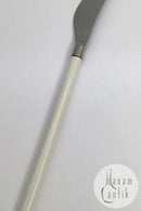 Hans Hansen Amalie Spisekniv i Sølvplet med Hvid Emalje Håndtag