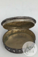 Norwegian? Silver Oval Pill Box Flower Motif