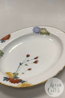 Royal Copenhagen Stel No 93 Hvid Halvblonde m. Blomster og Guldkant Ovalt Fad