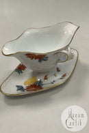 Royal Copenhagen Stel No 93 Hvid Halvblonde m. Blomster og Guldkant Sovseskål