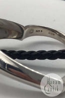 Georg Jensen Sterling Sølv Hjertevedhæng No. 600B og flettet lædersnor