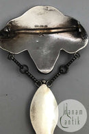 Bernhard Hertz 826 Sølv Art Nouveau Broche med Rav