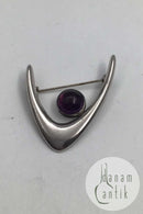 Arne Johansen Sterling Sølv Moderne Broche med Ametyst