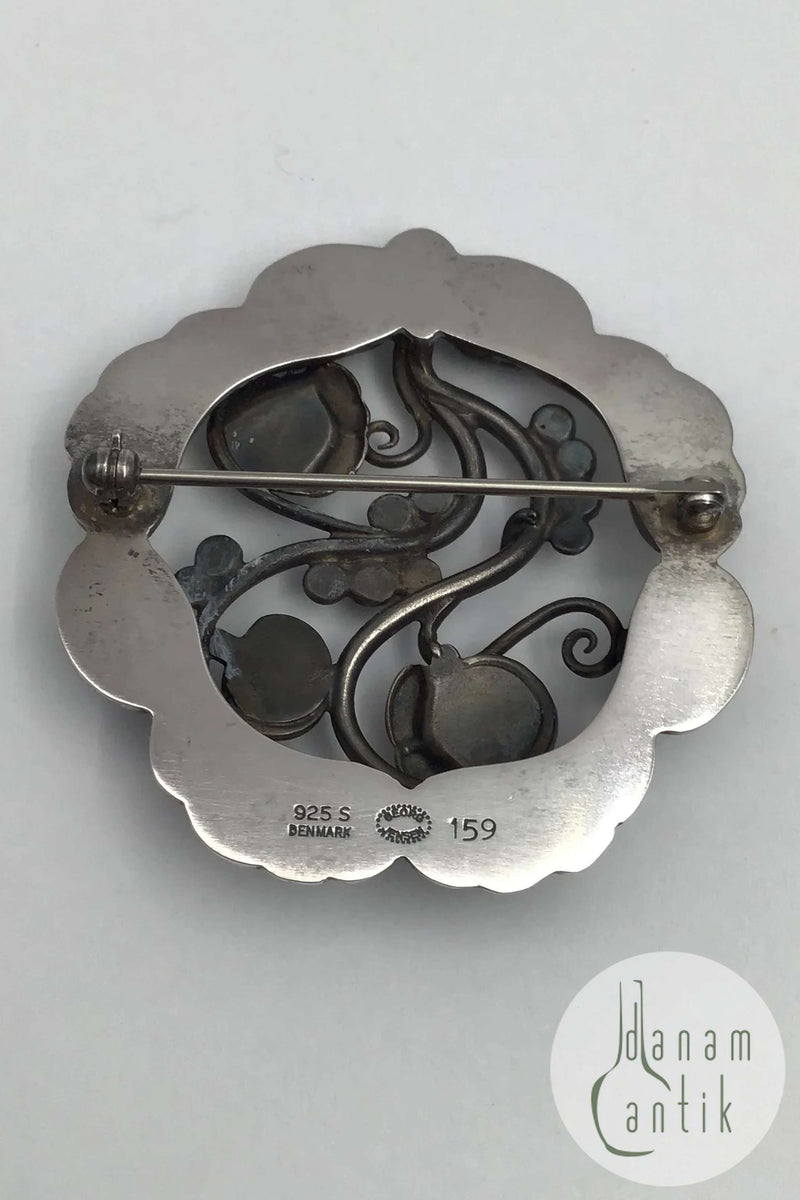 Georg Jensen Sterling Sølv Broche No. 159 Månesten