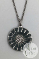 Georg Jensen Sterling Sølv Marguerit Vedhæng Olivengrøn