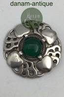 Tidlig Georg Jensen 826 Sølv Broche (No.3) Agat (1904-1908)