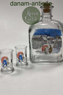 Holmegaard Harald Wiberg Nisse og Kat Snapseflaske med 2 glas