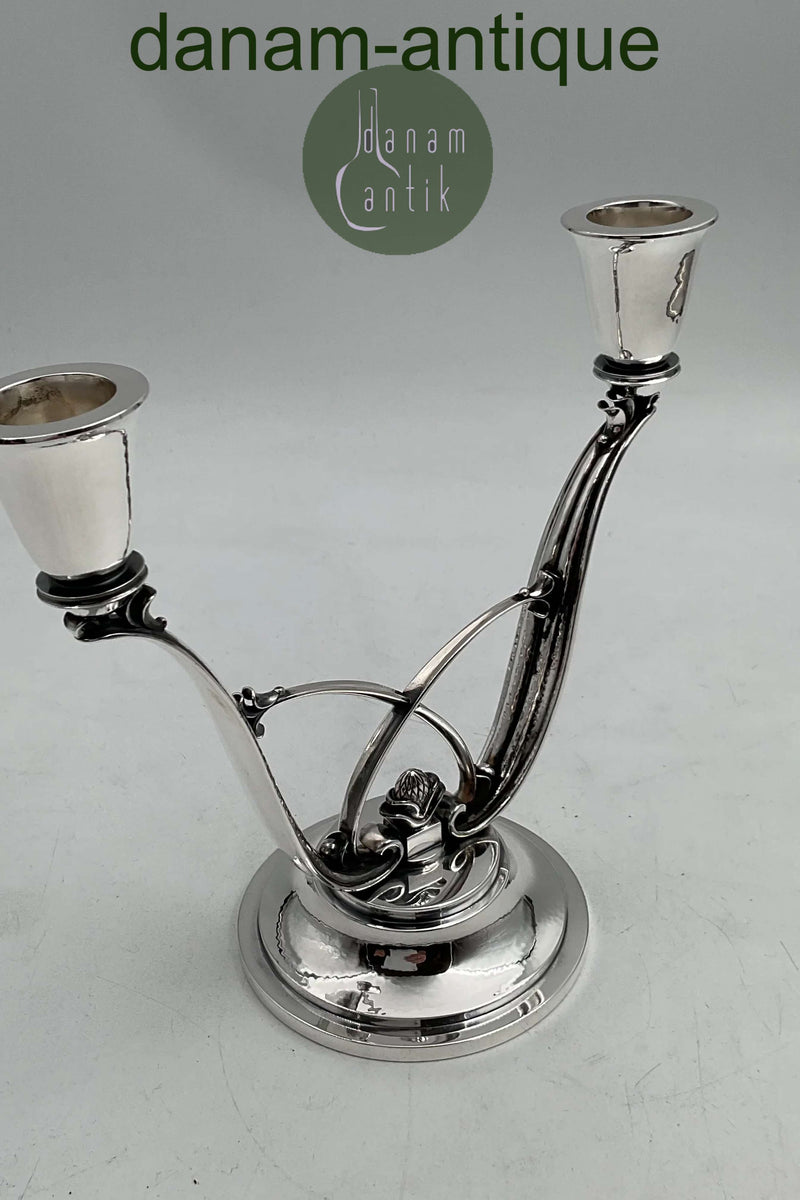 Georg Jensen Sterling Sølv Konge 2-armet Lysestage No. 619